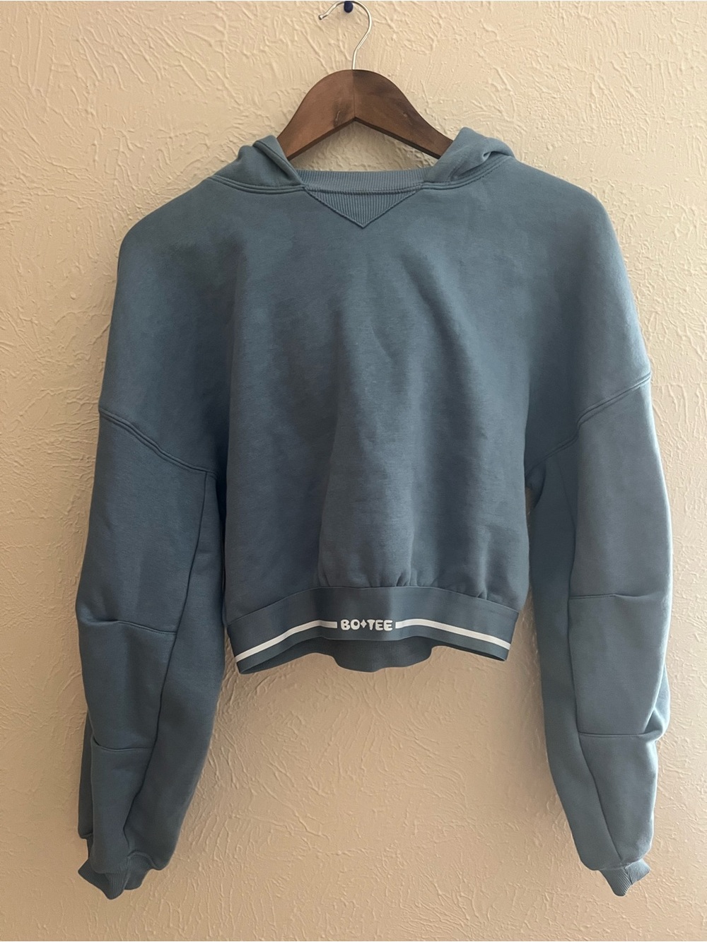 Oh Polly Bo+Tee Cropped Hoodie Blue/White Size S/M